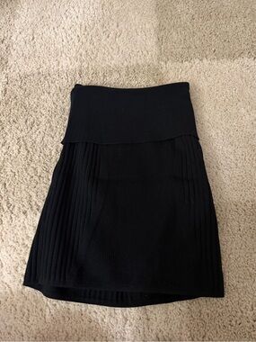 Topshop Black Ribbed Knit Strapless Tube Top Medium Y2K Foldover